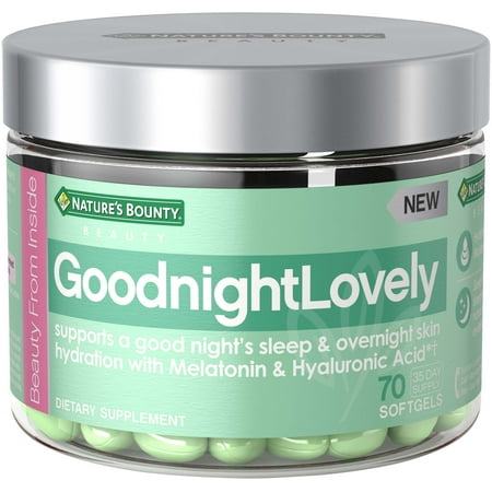 Nature's Bounty® GoodnightLovely Dietary Supplement with Melatonin & Hyaluronic Acid, Supports Overnight Skin Hydration & Good Night's Sleep, 70
