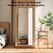 Atilioo Full Length Mirror 64x21 - Rectangular Floor Mirror with Shatter-Proof Glass, Wall-Mount or Leaning Full Body Mirror for Bedroom, Dressing Room - Durable Black Aluminum Frame
