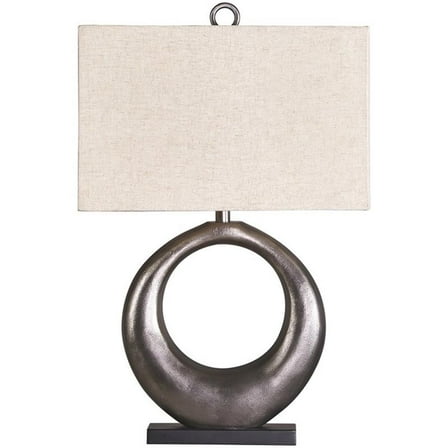 Bowery Hill Contemporary Aluminum Table Lamp in Antique Silver