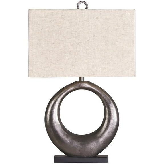 Bowery Hill Contemporary Aluminum Table Lamp in Antique Silver