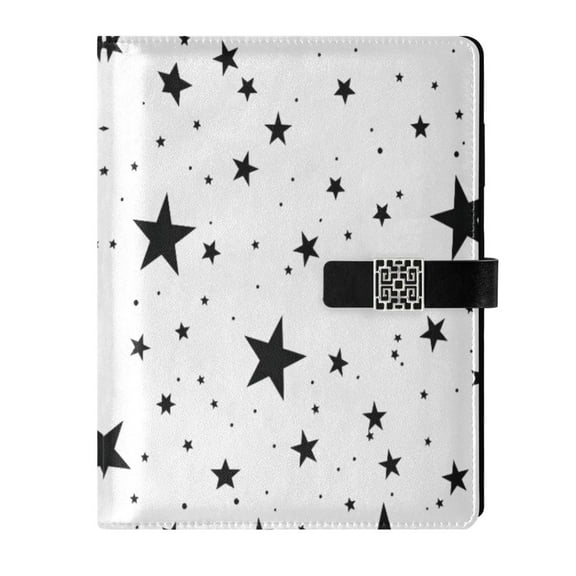 Leather Planner Leather Notebook Notebook Journal Binder Design Pen Pocket Design Convenient for Storage Black Star Seamless