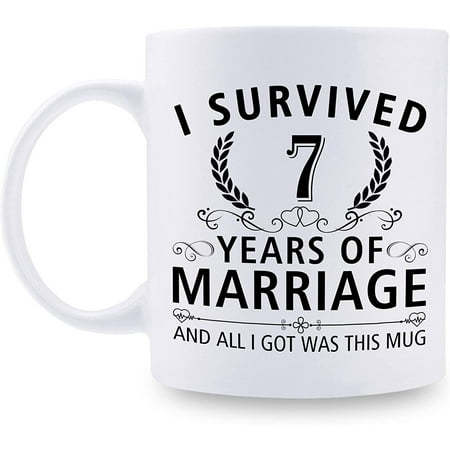 

50th Wedding Anniversary Mugs for Couple Husband Wife - I Survived 50 Years of Marriage and All I Got Was This Mug - 50 Year Anniversary 11 oz Coffee Mug for Him Her