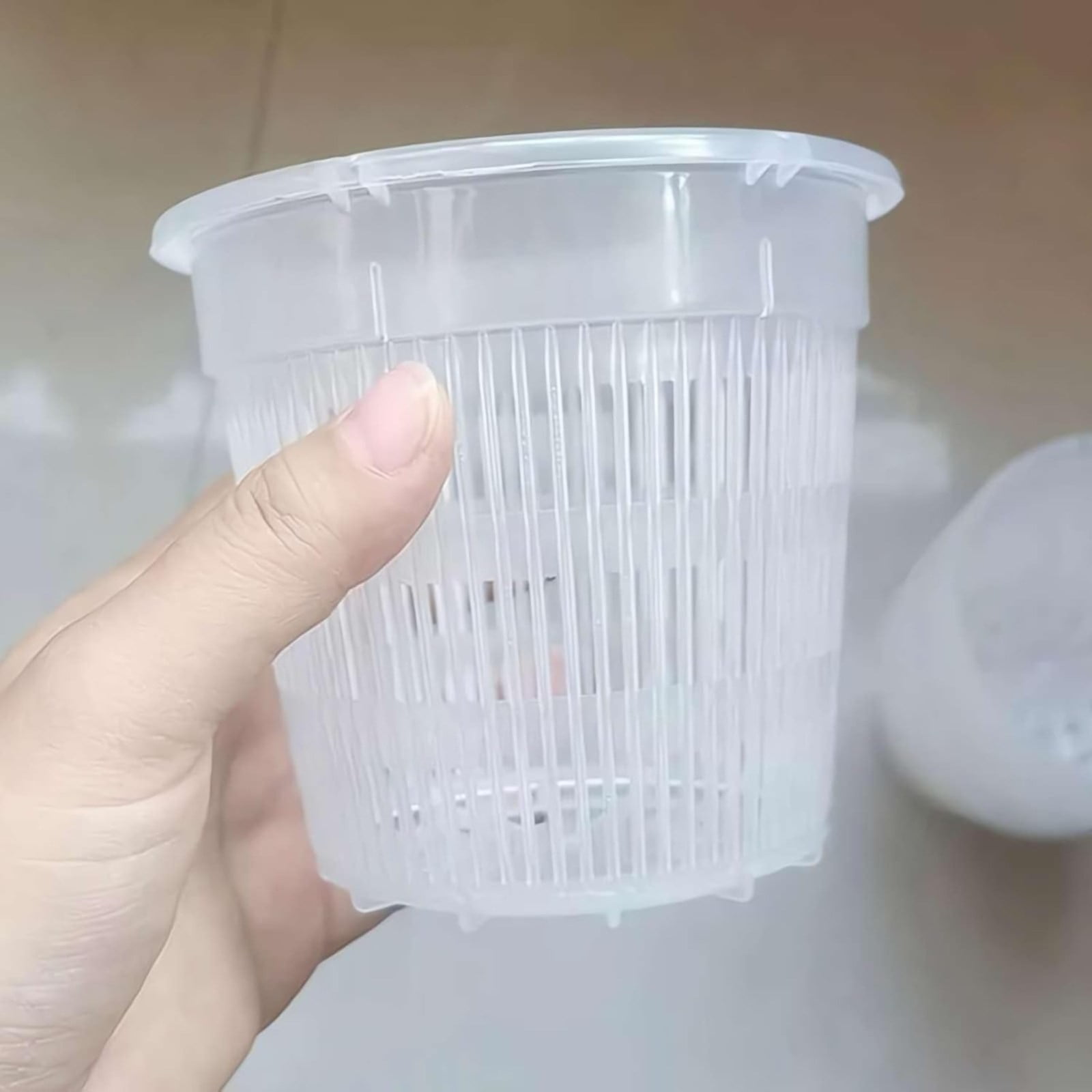 Naked Root Pot, 1 Pack 5.51x4.72 Inch Clear Orchid Pots with Holes for Repotting, Breathable Orchid Pot, Slotted Plastic Orchid Planters with Drainage for Plants and Flowers Root Health Indoor Outdoor