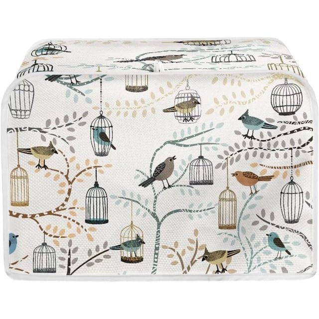 UNICEU Bird Print Toaster Cover 4 Slice Dustproof Bakeware Protector Small Kitchen Appliance Dust Covers Protection
