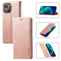 Decase for Apple iPhone 15 Plus,iPhone 15 Plus Case,Premium Folio Flip Wallet Phone Cover PU Leather Magnetic Closure Card Slots Holder  Anti-Scratch Shockproof Shell,Rosegold