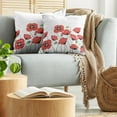 thumbnail image 5 of Ambesonne Floral Throw Pillow Cover 2 Pack, Natural Poppy Garden, 16", Orange Green, 5 of 7