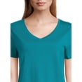 thumbnail image 5 of Time and Tru Women's Cotton V-Neck Tee with Short Sleeves, Sizes XS-XXXL, 5 of 6