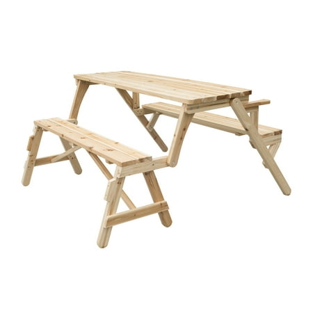 Outsunny 3 Piece Wood Folding Convertible 2 In 1 Picnic Table