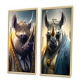 thumbnail image 3 of Designart "Horned Rebel in Big Apple I" Rhino Gangster Mafia Framed Wall Art Set Of 2 - Gold Animals Framed Canvas Set For Living Room Decor, 3 of 7