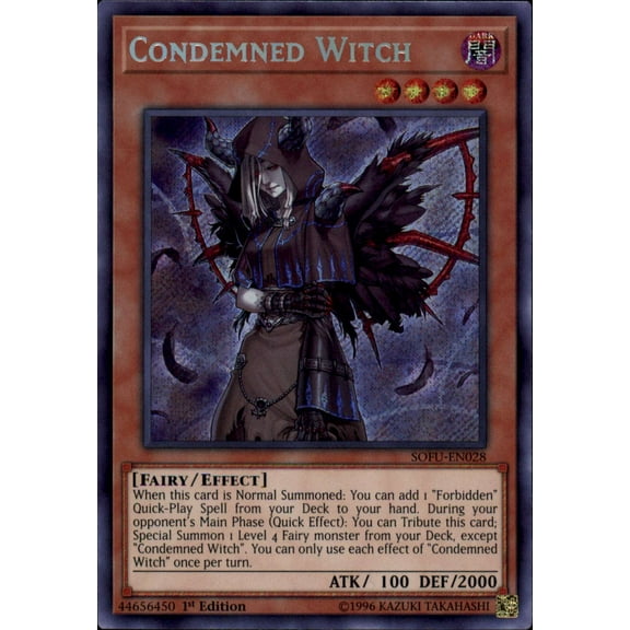 YuGiOh Soul Fusion Secret Rare Condemned Witch SOFU-EN028