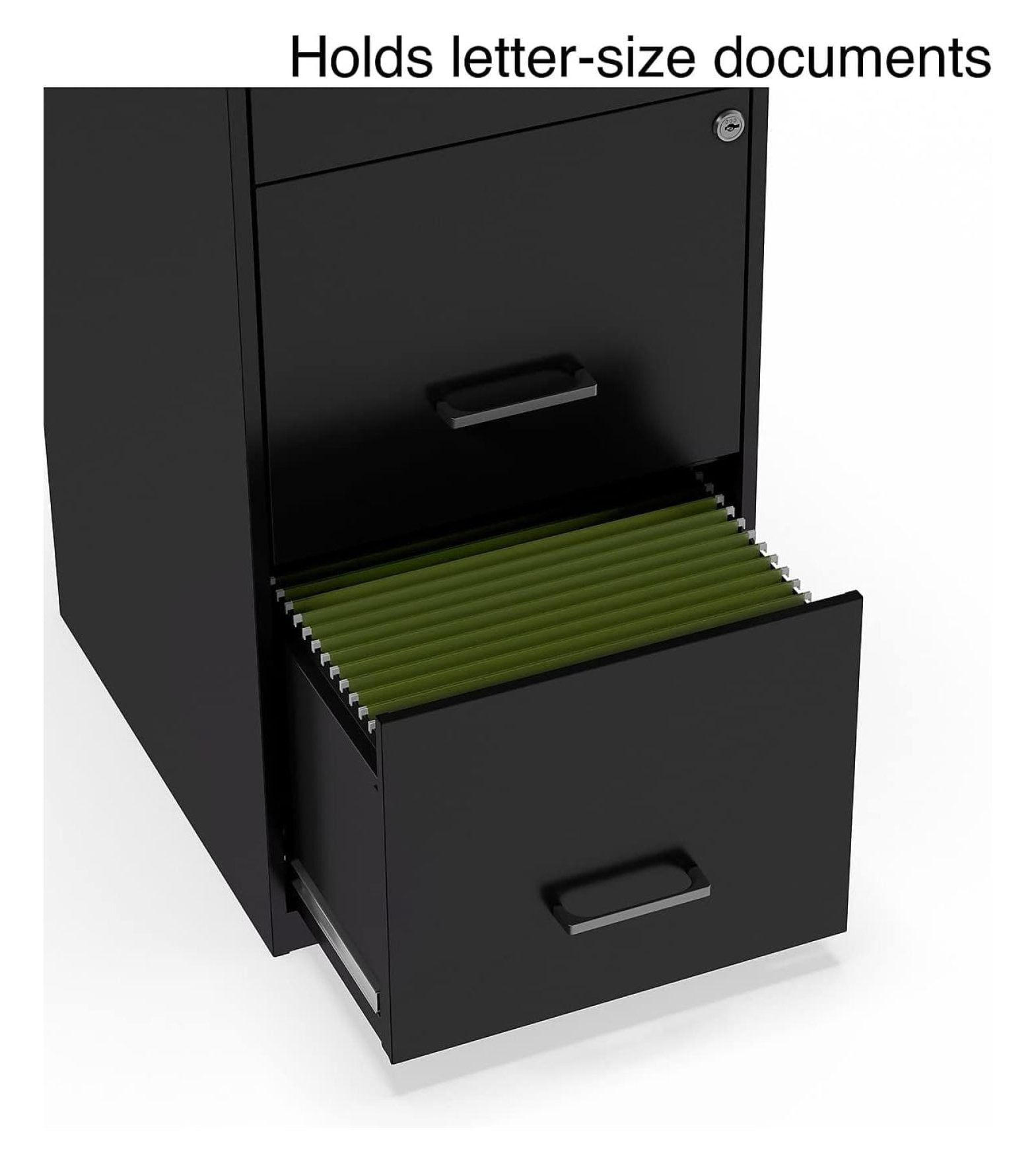 3-Drawer Filing Cabinet, Letter Size, Lockable - Black Office File Cabinet