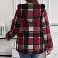 thumbnail image 6 of Zip Up Hoodies Fleece Plaid Jackets Womens Fall Winter Sherpa Lined Thermal Coat Plus Size Checked Warm Jackets, 6 of 7