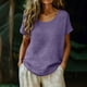 thumbnail image 1 of Craaazy Women's Oversized Short Sleeve Tunic Tops, Lightweight Cotton Linen Casual Shirt, Breathable Crew Neck Blouse for Everyday Outfits Gifts, 1 of 5