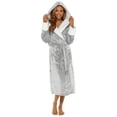 thumbnail image 2 of Bras & Honey Womens Super Soft Luxury Fleece Robe With Sherpa Lined Hood and Cuffs Grey 14-16, 2 of 3