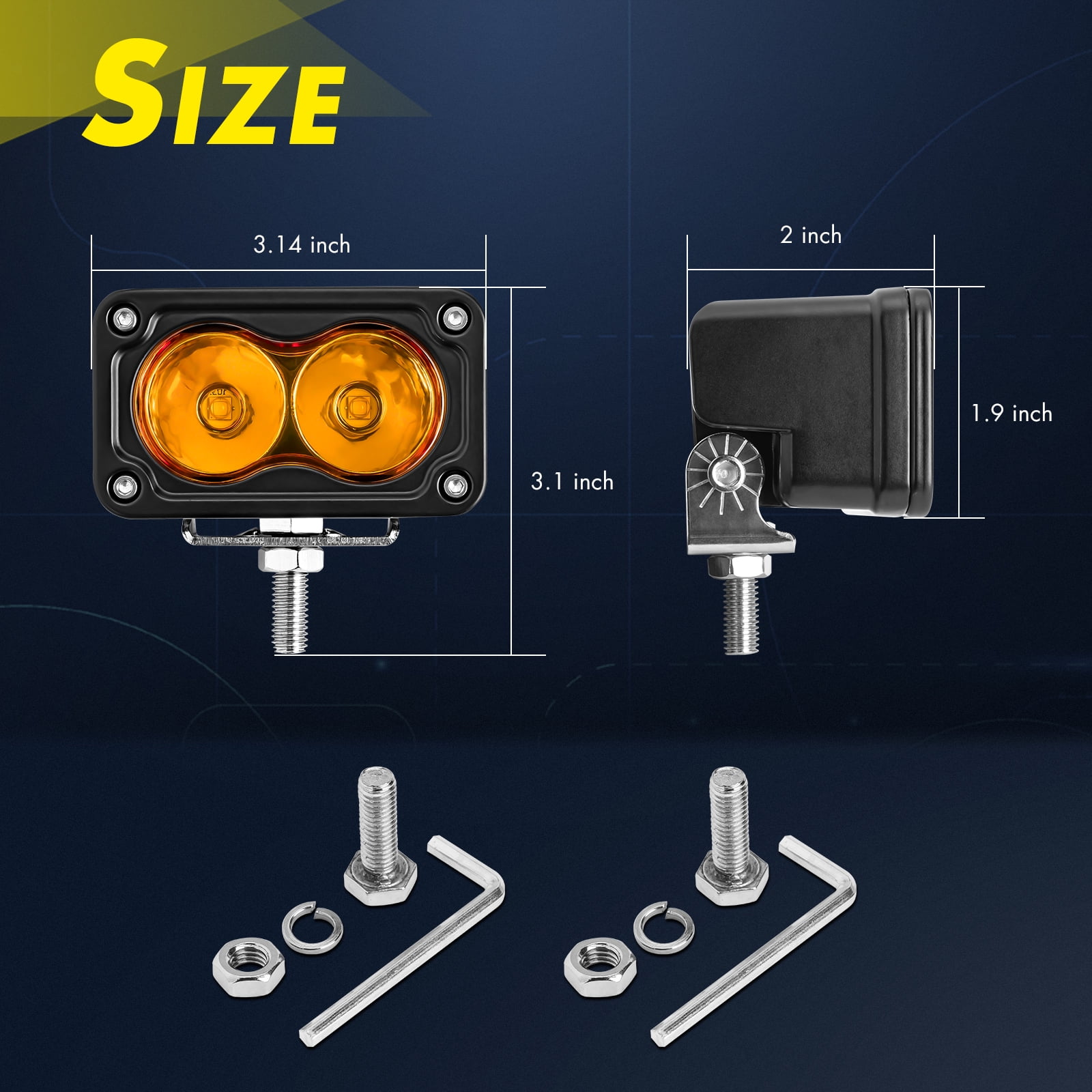 3" 40W Amber LED Pods Spot Beam Off Road Fog Driving Lights for Truck ATV UTV SUV