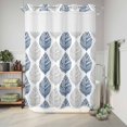 thumbnail image 6 of No Hook Shower Curtain, Navy Blue Grey Leaves Shower Curtains for Bathroom with See Through Top Window, Summer Tropical Plant Aesthetics Waterproof & Washable Bath Curtain 60"x72", 6 of 9