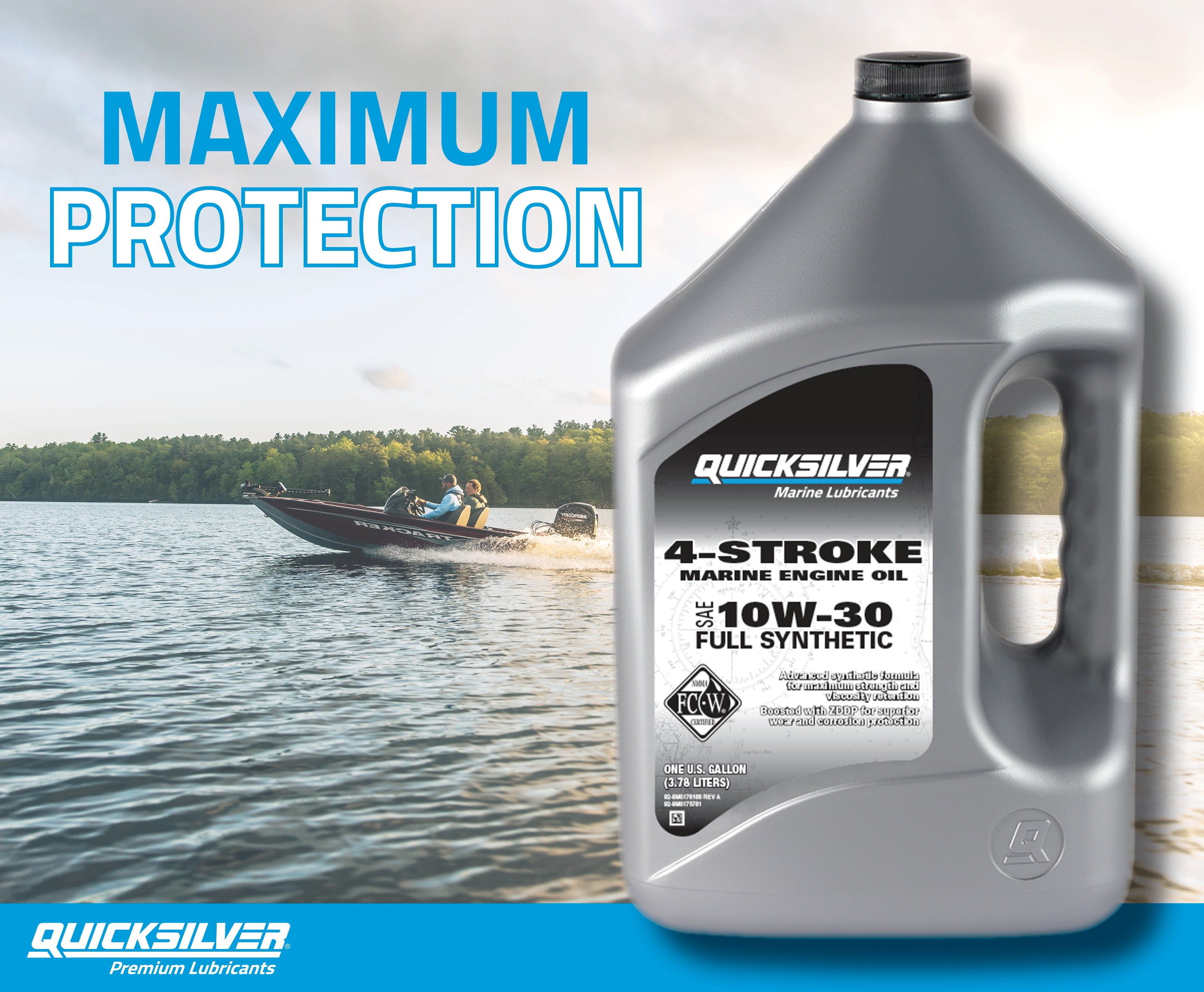 Quicksilver 8M0175780 10W-30 Full Synthetic Marine Engine Oil, 1 Qt.