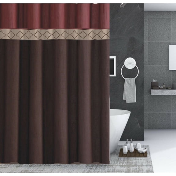 13pc DYNASTY Hotel Desing Collection Bathroom Shower Curtain 70" X 72" With 12 Cover Hooks