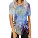thumbnail image 1 of Blusas de Manga Corta para las Mujeres Botón Impreso Cuello Redondo Top Casual, Blusas para las Mujeres Casual, 1 of 5