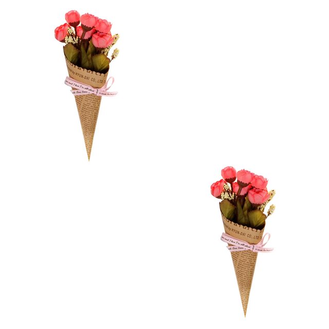 Injueey Ramo mixto de flores artificiales creativas, simulación de Camelia, rosa, embalaje de papel Kraft, decoración de fiesta en casa, accesorios de Type1 NO1 Injueey CBP002520