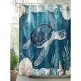 thumbnail image 2 of Fsddascl Coastal Blue Sea Turtle Shower Curtain Set - 72" x 78" Washable Bathtub Curtain with 12 Hooks, Summer Nautical Ocean Shell Waterproof Fabric Stall Shower Curtains for Bathroom/Bathtub, 2 of 6