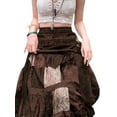 thumbnail image 6 of Lamuusaa Women Long Patchwork Skirt, Adults Vintage Elegant Flower Print Pleated Skirt (Brown), 6 of 9
