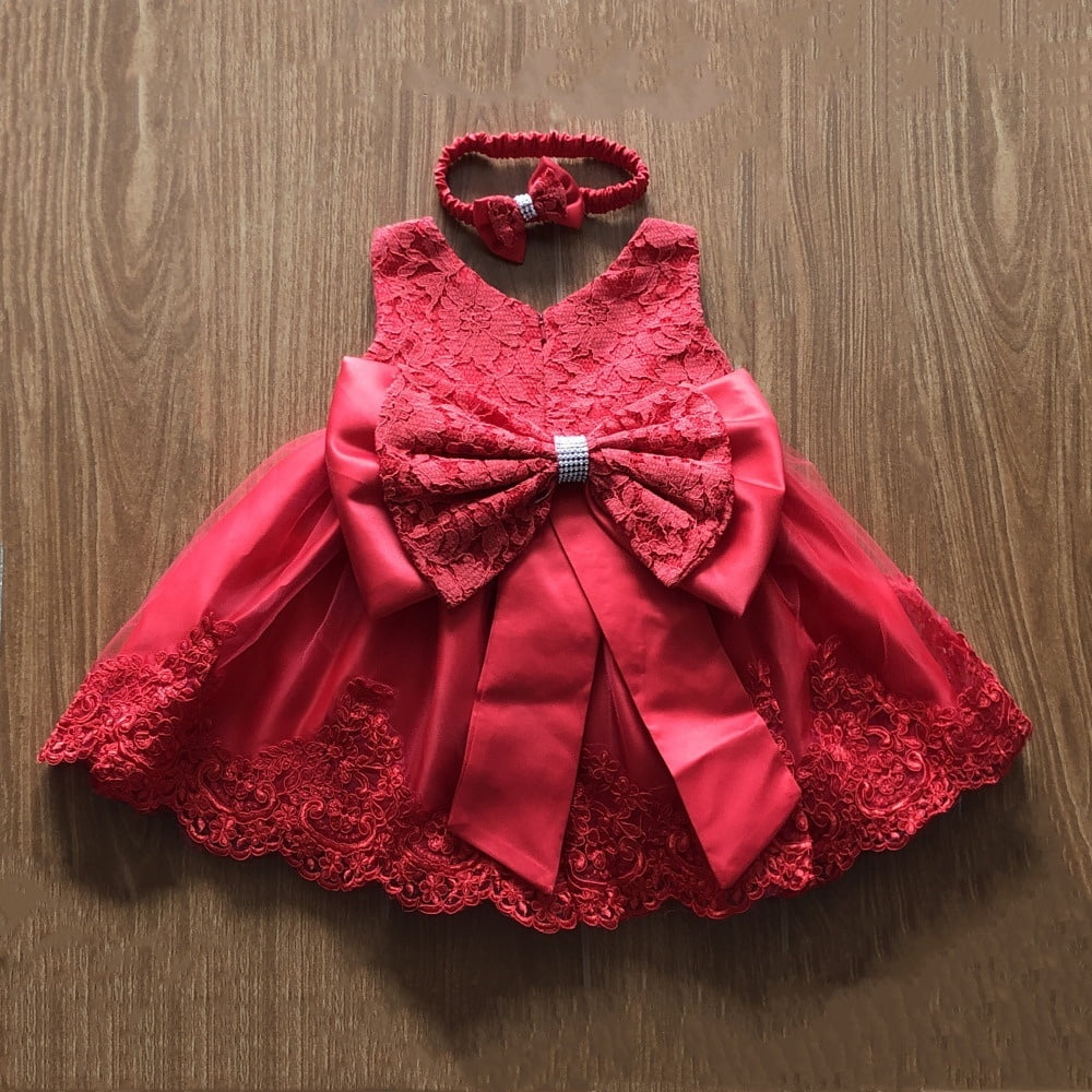 Nituyy Summer Baby Girl Dress Newborn Baby Lace Princess Dress Birthday Dress Infant Party Dress 0 24m White