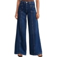 thumbnail image 3 of Female Wide Leg Jeans Baggy Jeans Mid Waist Stretch Boyfriend Denim Pants Vintage Trousers with Pocket S, 3 of 8