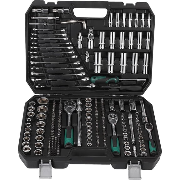 Riedhoff 216 Piece Mechanics Tool Set & Socket Set, Black