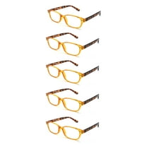 EYE ZOOM 5 Pack Ladies Plastic Fashion Reading Glasses for Women, Yellow  1.00