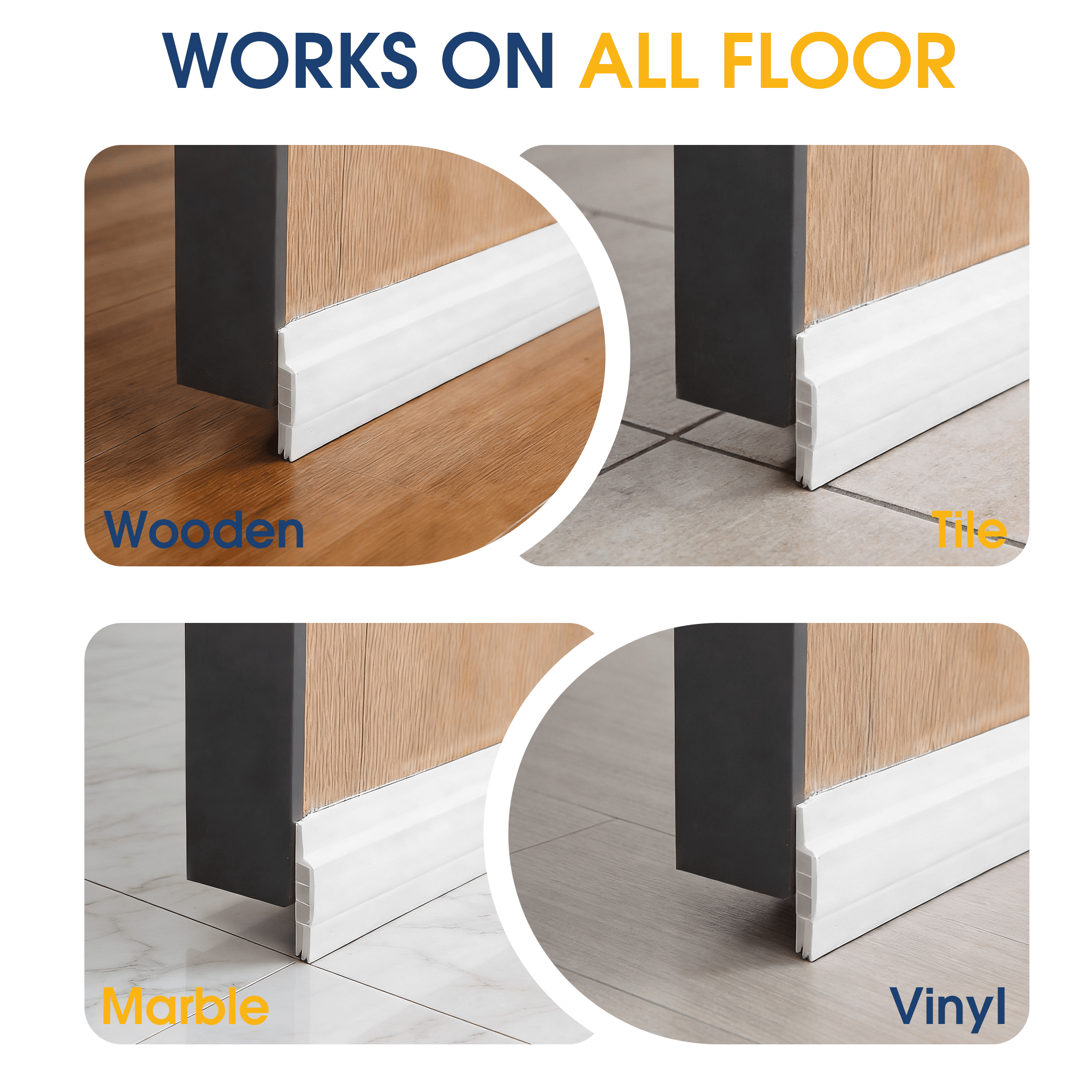 Door Draft Stopper, Under Door Seal Weather Stripping, Noise Reduction & Cold Air Blocking Weather Stripping, No Drilling Installation, 1.88 in x 39.4 in