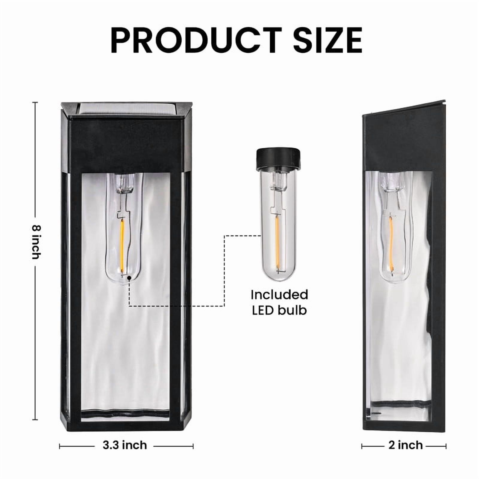 FKHouse 2 Pack Black Solar Outdoor Black Wall Light with LED Bulb, Dusk to Dawn & Waterproof for Patio, Garden
