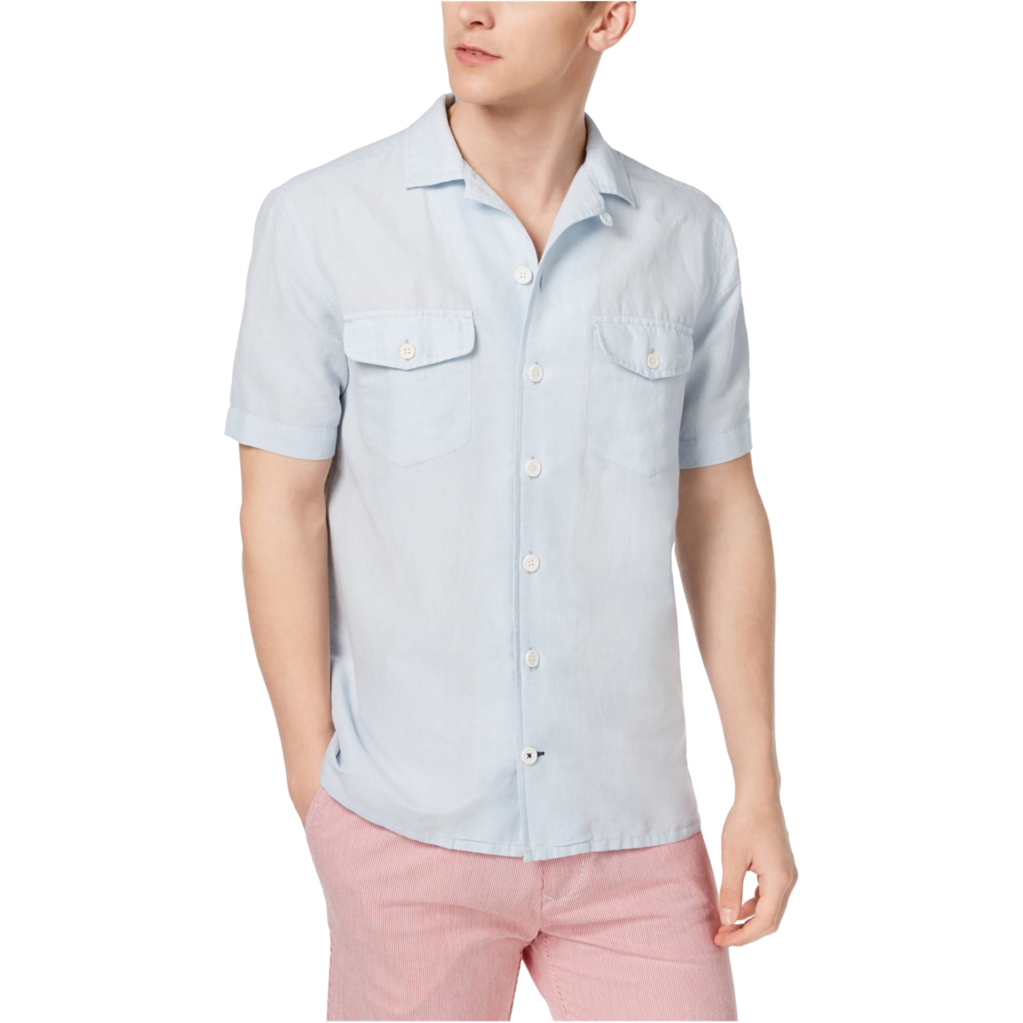 Tommy Hilfiger Men's L/S Custom Fit Stripe Casual Button Front Shirt 