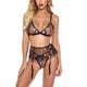 thumbnail image 3 of Conjunto de ropa interior de encaje sexy para mujer Conjunto de lencería de perspectiva Sujetador Tanga Ropa de dormir, L Methold XX000089-03, 3 of 7