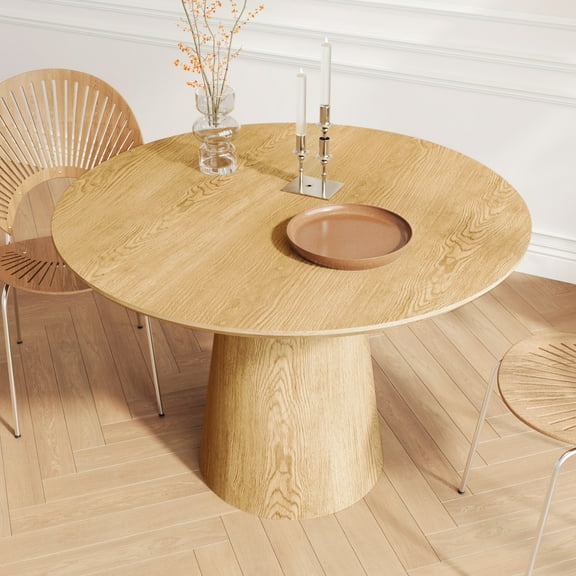 43 inch circular dining table, modern minimalist round table, MDF grain dining table, one handle and two packs