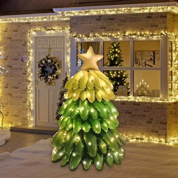 3D Matree Christmas Tree Balloon - Inflatable Outdoor Decor, LED Lights, Holiday Photo Prop, Party Decoration