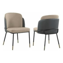 Milan Kimmy Curved Back Faux Leather Side Chair with Accents in Gray (Set of 2)