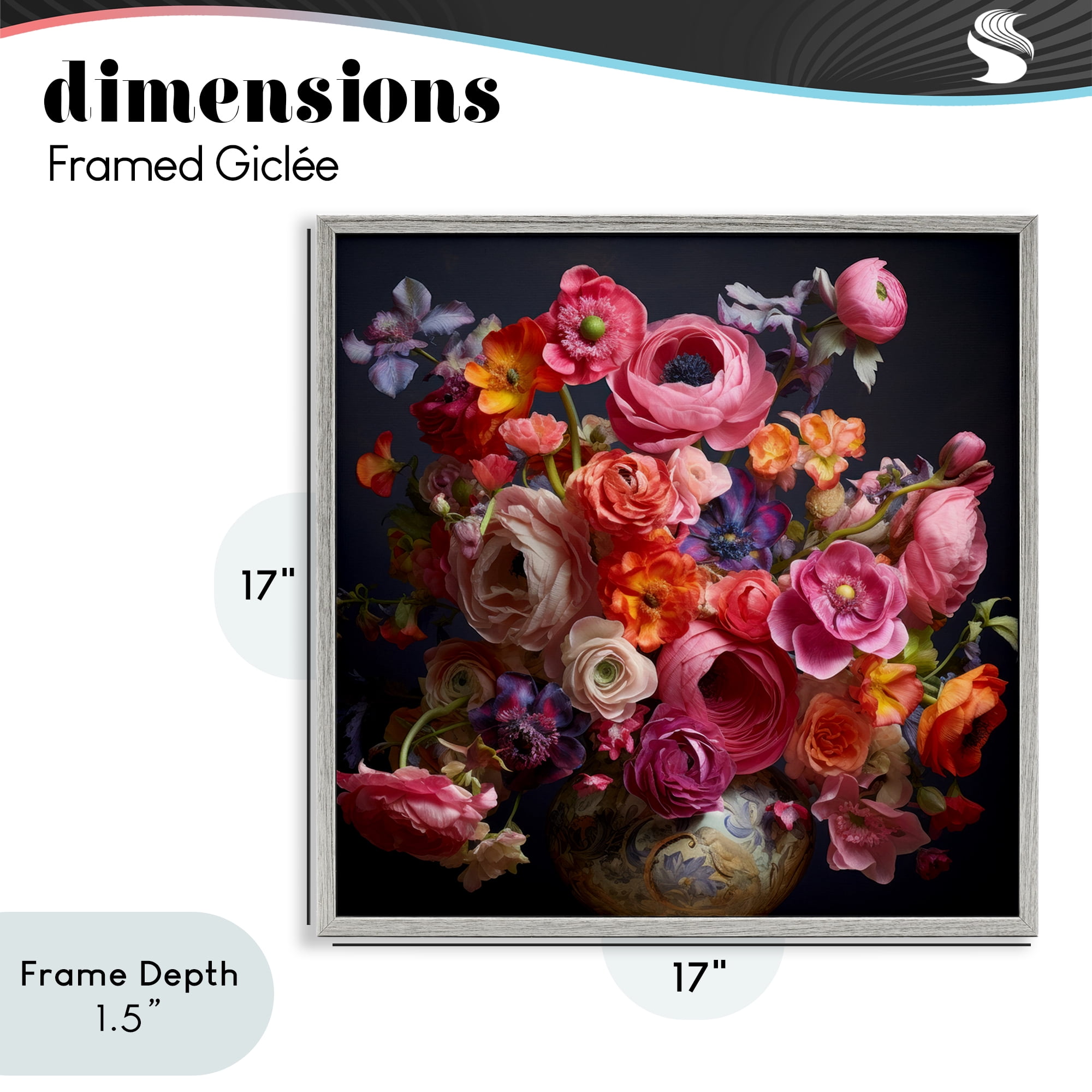 Stupell Industries Harmonious Composition of Florals Gray Framed Giclee Art, design by Lazar Studio