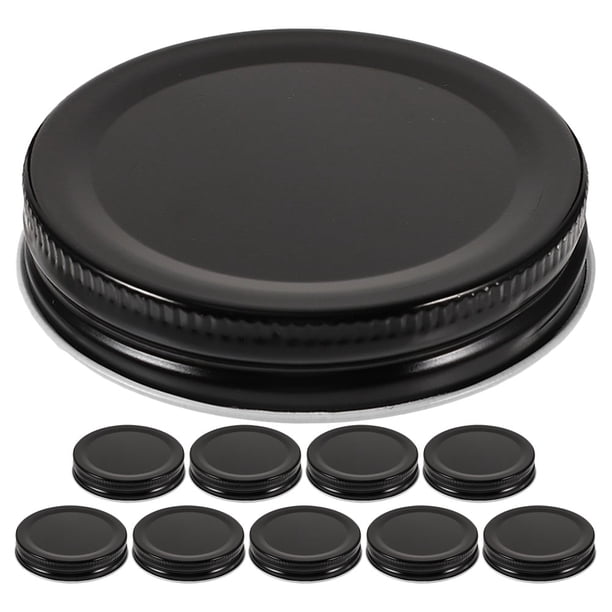 Tapas para conservas de boca ancha, cubiertas de tarros de Metal de 70mm con sello hermético para pudín, tarro de Yogurt y almacenamiento de cocina, color negro, 10 Uds.
