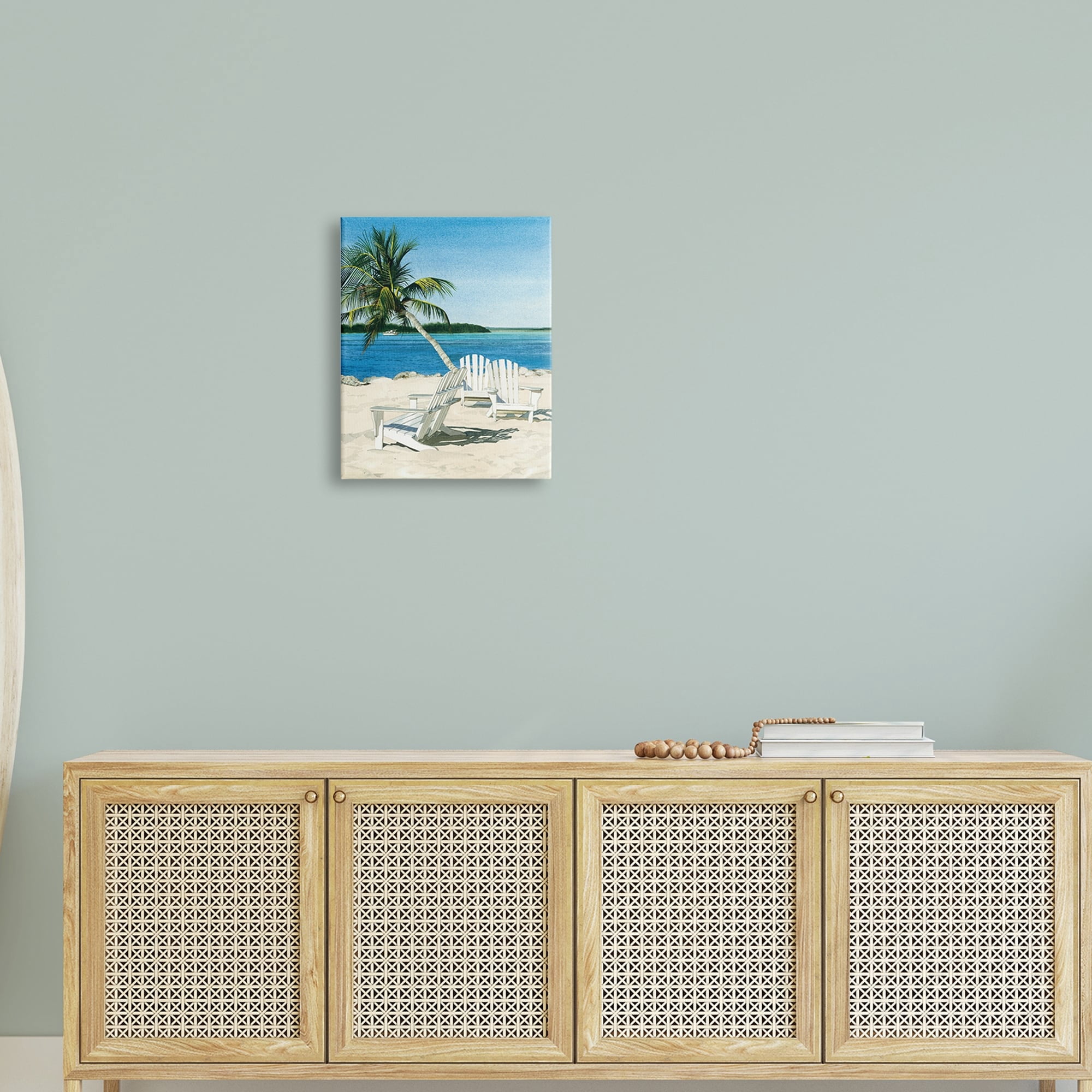 Stupell Industries Palm Tree Beach Furniture Tropical Island Ocean Viewpoint ,16 x 20, Design by Linda Roberts
