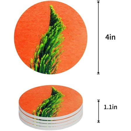 

KXMDXA Abstract Pine Orange Set of 8 Round Coaster for Drinks Absorbent Ceramic Stone Coasters Cup Mat with Cork Base for Home Kitchen Room Coffee Table Bar Decor