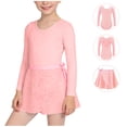 thumbnail image 4 of Conjuntos de blusas y camisas de cuello redondo y manga larga Ropa de baile para niñas Vestido de práctica de red con lentejuelas de manga larga con espalda en forma de corazón Conjunto de dos piezas, 4 of 8