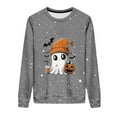 thumbnail image 4 of DOSUKRAI Halloween Sweatshirt Women 2025 Trendy Cute Ghost Graphic Long Sleeve Sweatshirt Crewneck Spooky Season Sweaters Gray,XL, 4 of 9