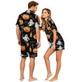 thumbnail image 4 of Festively Fun Couples Matching Halloween Pajamas Short Sleeve Button Front Shirt and Shorts Sleepwear Sets for Men and Women, 4 of 5
