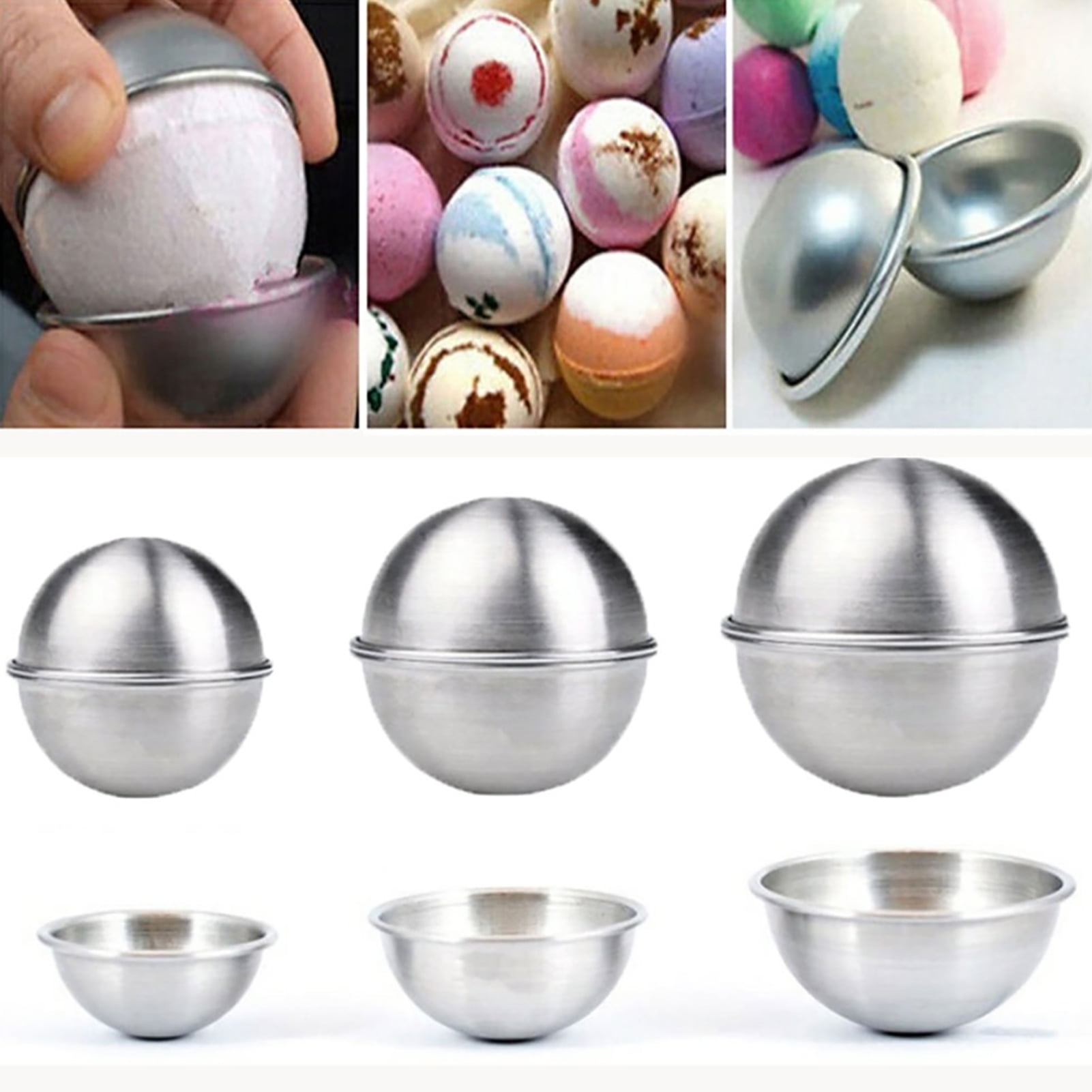 12 Pieces Metal Bath Bomb Molds Bath Ball Molds for Crafts Bath Bomb  Handmade Soaps Candle Cake Ice Cream Baking Handicrafts Making Supplies  (2.56