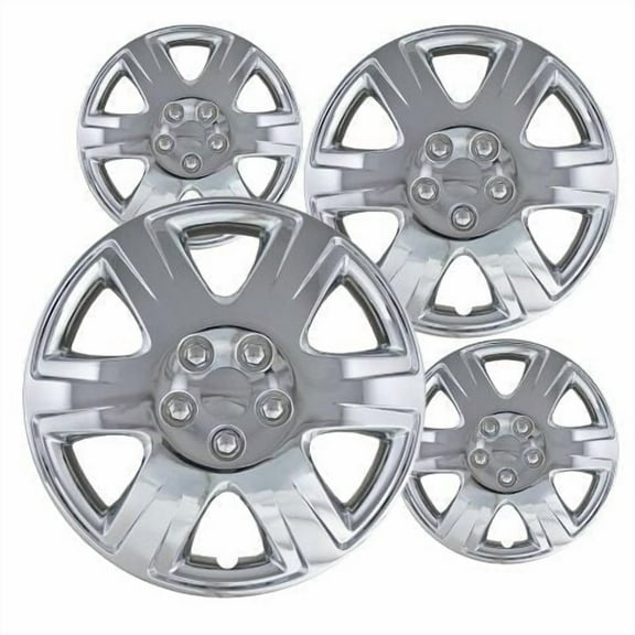 Fuel Rider Set of 4 Semi-Universal 15 inch Chrome Snap-On Hubcaps With 15 Spokes