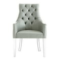 thumbnail image 4 of Daube Grey PU Leather Dining Chairs, Pack of 2 - Acrylic Legs, Swoop Arm, 4 of 9