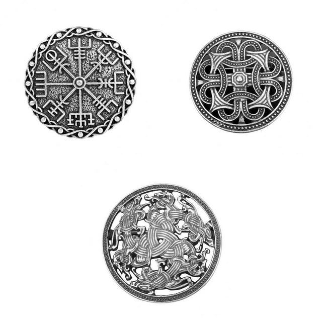 3 broches vikingos medievales nórdicos, chal, capa, alfiler Vintage/joyería; Hugo Broche nórdico vikingo vintage