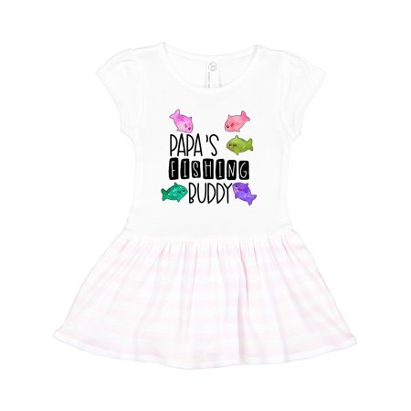 

Inktastic Papa s Fishing Buddy with Colorful Fish Gift Toddler Girl Dress