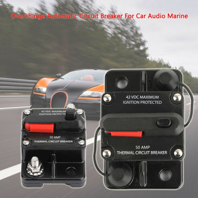 50 amp Automatic Reset Fuse Overcurrent Circuit Breaker 50A For Car Audio Marine